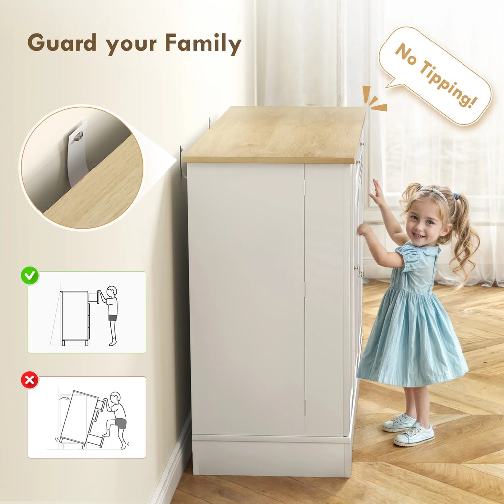 HOMCOM Comodă Modernă cu Spațiu de Depozitare, Bufet cu Sertar, Rafturi Reglabile, Mică Cămară de Bucătărie cu Rafturi Interioare, Alb | Aosom Romania