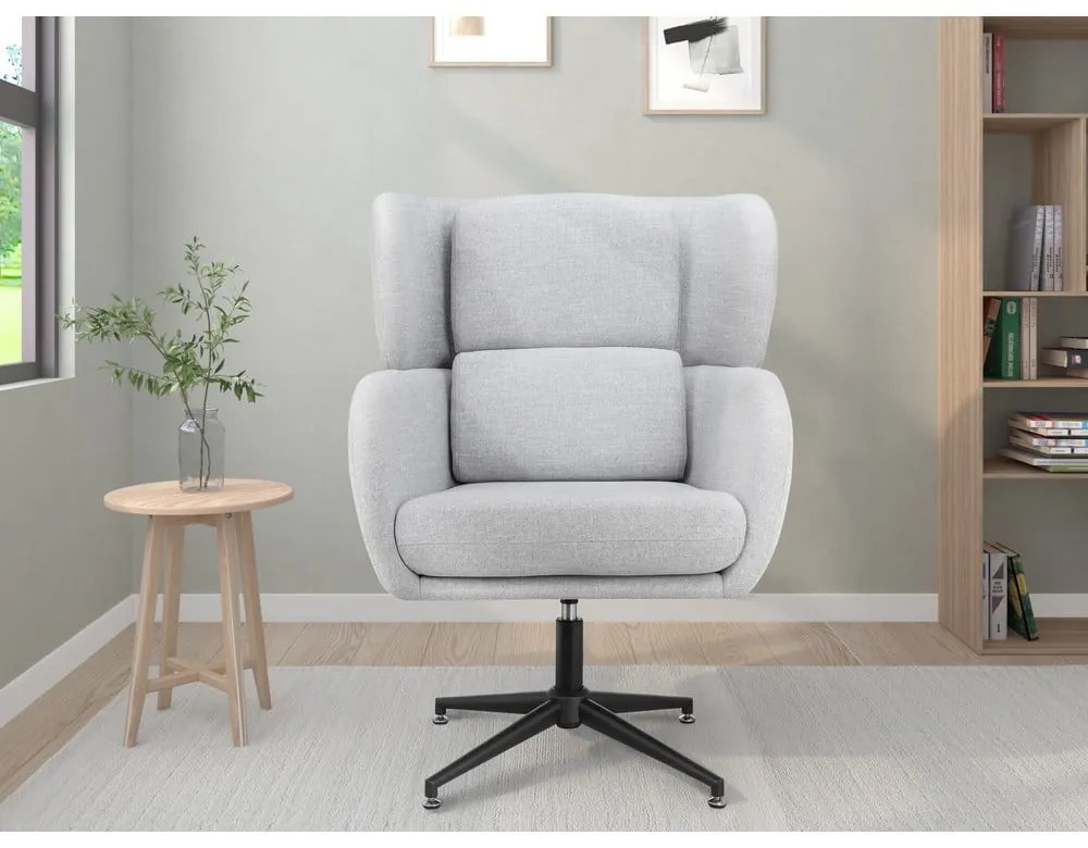 Fotoliu gri deschis wing cu tapițerie din catifea Vanessa – Støraa