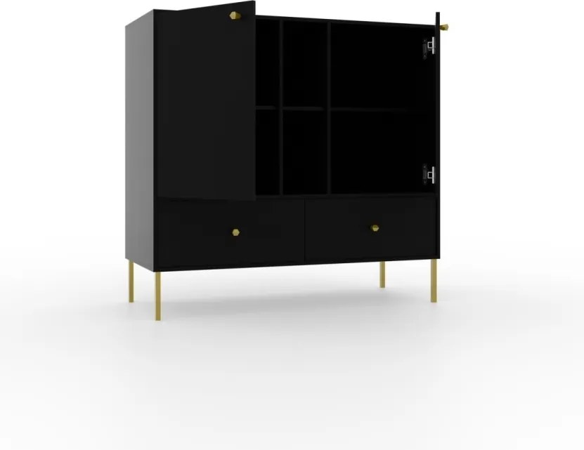 Comodă cu doua usi si doua sertare, 100x41x95cm, Tili System, ADRK Furniture (Culoare: Bej nisip / Bej nisip)