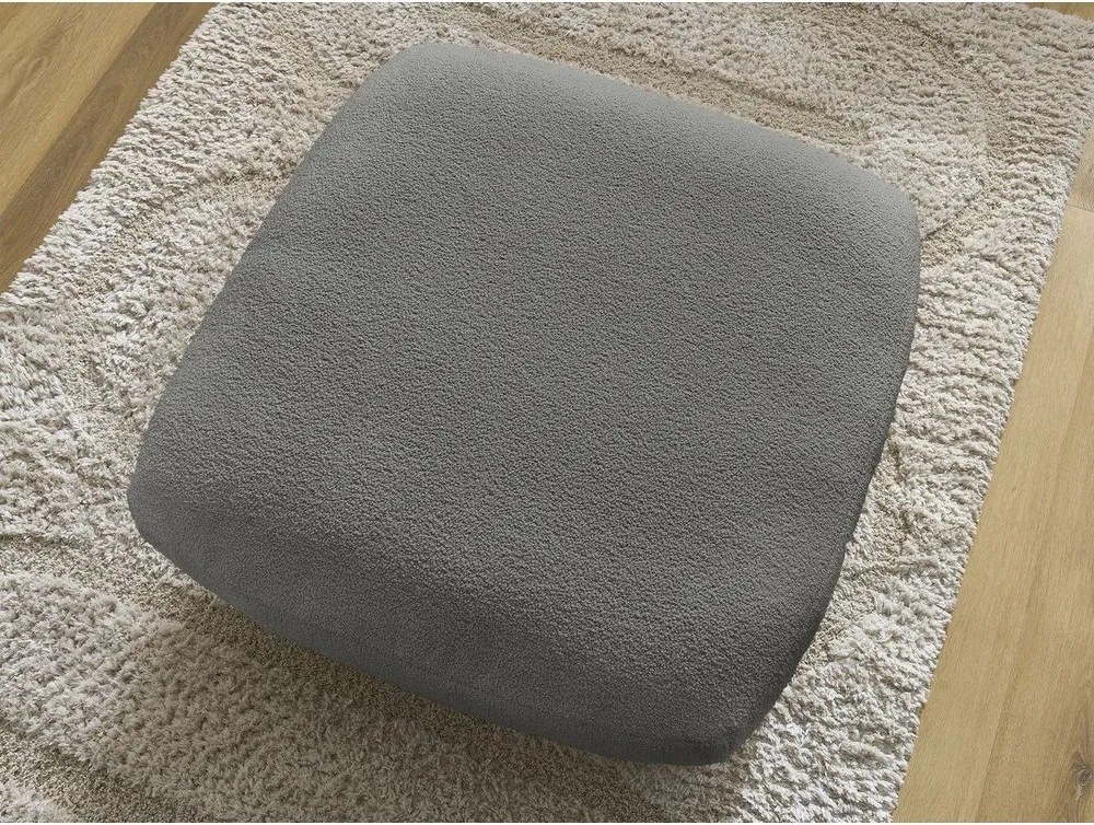 Taburet gri închis cu tapițerie din țesătură bouclé Leonore – Bobochic Paris