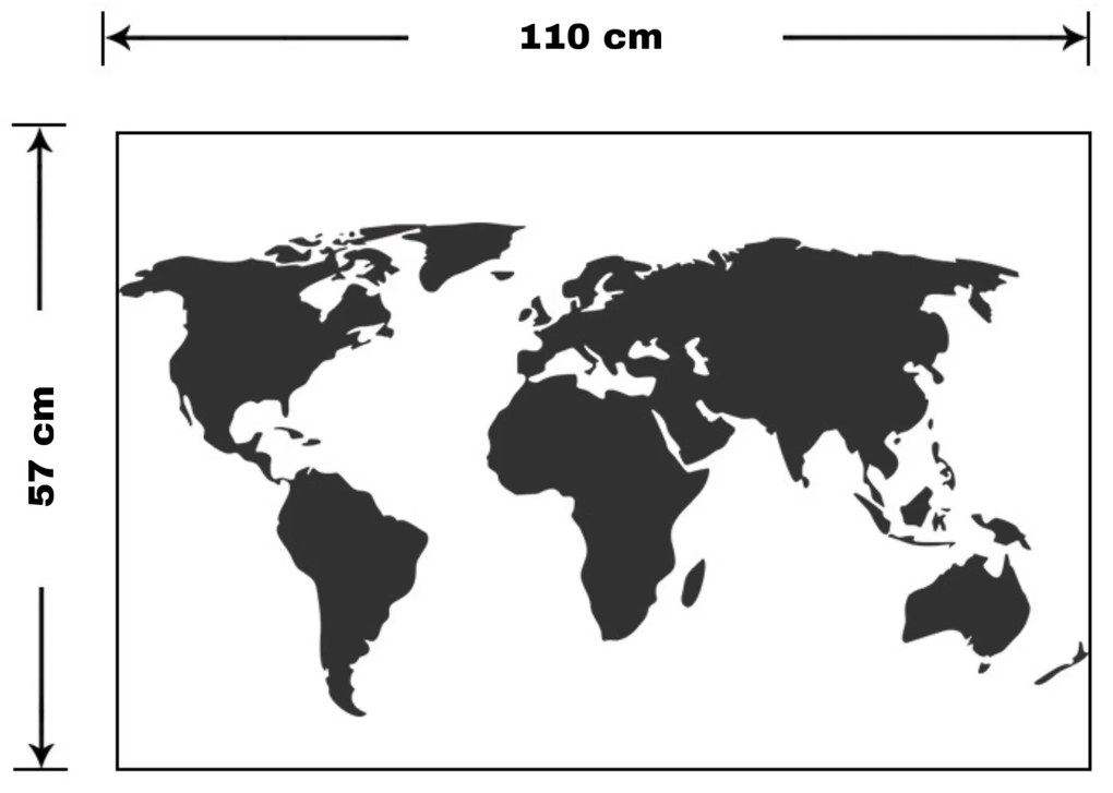 Autocolant de perete „Harta lumii - negru” 64x125 cm