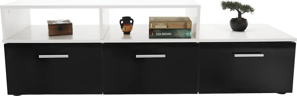 Mobilier living, alb/extra strălucire neagră HG, LEO