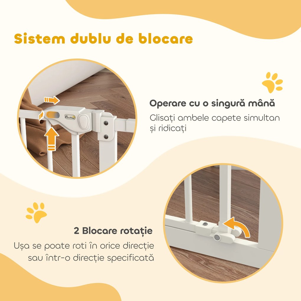 PawHut Porțiță pentru Câini și Animale de Companie cu 3 Extensii, Lățime Reglabilă, 74-147.5x76.2 cm, Alb | Aosom Romania