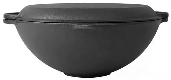 Oala de fonta tip wok, cu capac, 3 in 1, 37x18 cm, Perfect Home