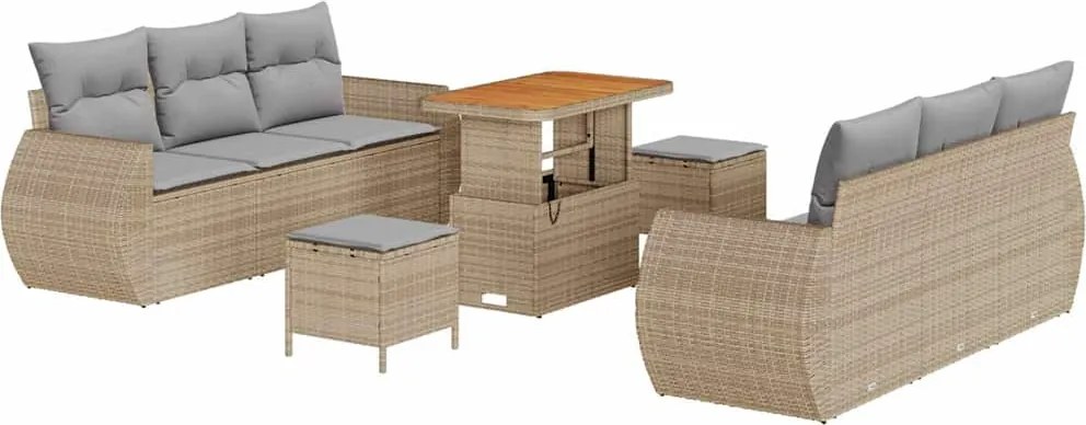 vidaXL Set de canapele pentru grădină 9 pcs Beige și gri deschis