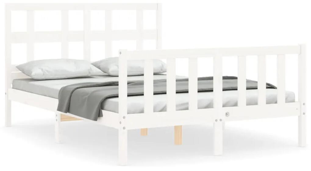 3193007 vidaXL Cadru de pat cu tăblie, alb, 120x200 cm, lemn masiv