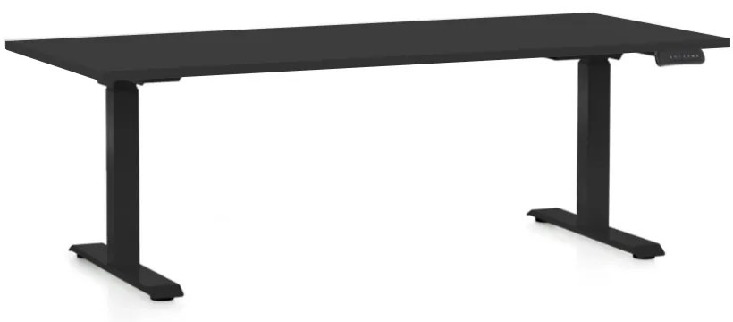 Masa inaltime reglabila OfficeTech D, 180 x 80 cm, bază neagră, negru