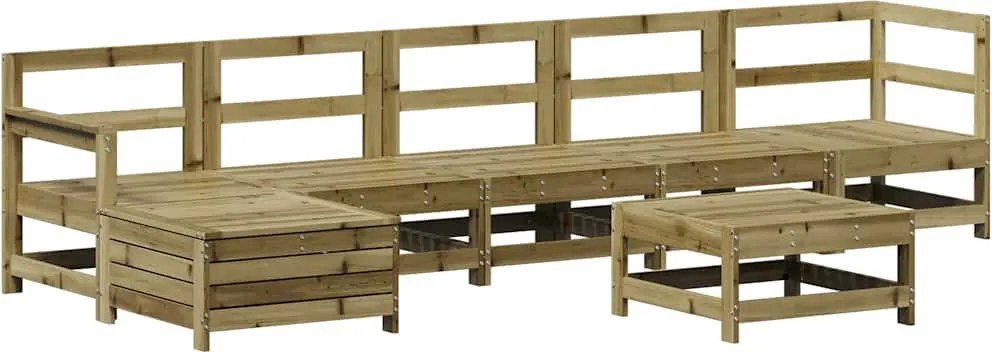 vidaXL Set mobilier de grădină, 7 piese, lemn de pin tratat