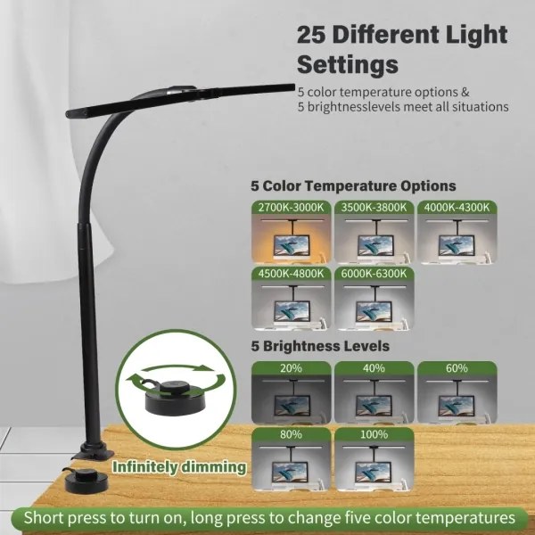 Corp de iluminat LED dimabil pentru monitor Immax 08995L OFFICE LED/24W/230V 2700-6300K