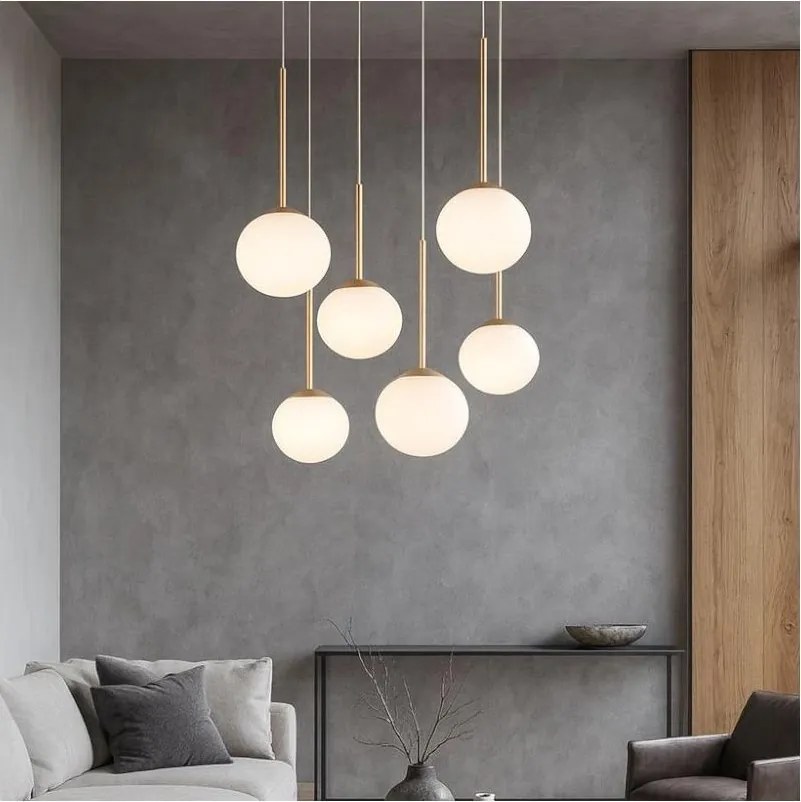 Ondaluce - Lustră suspendată cu cablu JEWEL 6xE14/10W/230V, Ø 55 cm, auriu/alb