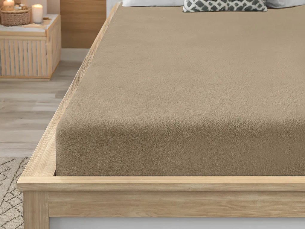 Cearsaf Cocolino microplus cu elastic SOFT 90x200 cm maro