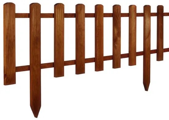 Gard de gradina decorativ, din lemn distantat, maro, 104x30 cm