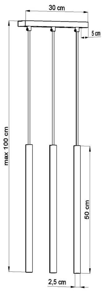 Lustră Sollux Fideus, lungime 30 cm, negru