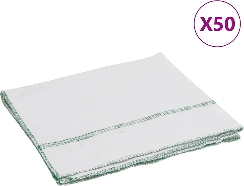 vidaXL Lavete de curățat, 50 buc., alb cu dungi verzi, 50x60 cm