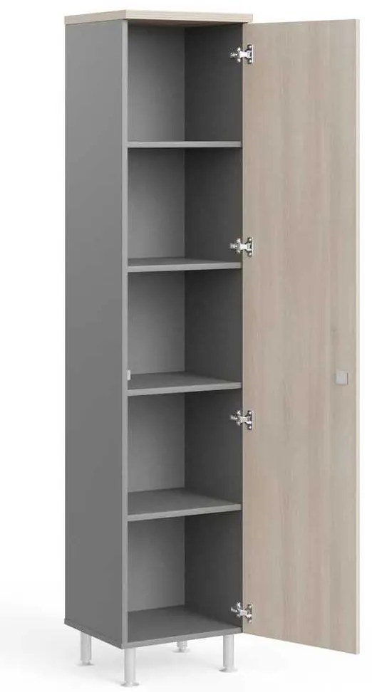 Dulap înalt Manager LUX 45 x 43 x 207,4 cm, dreapta, salcâm deschis / gri