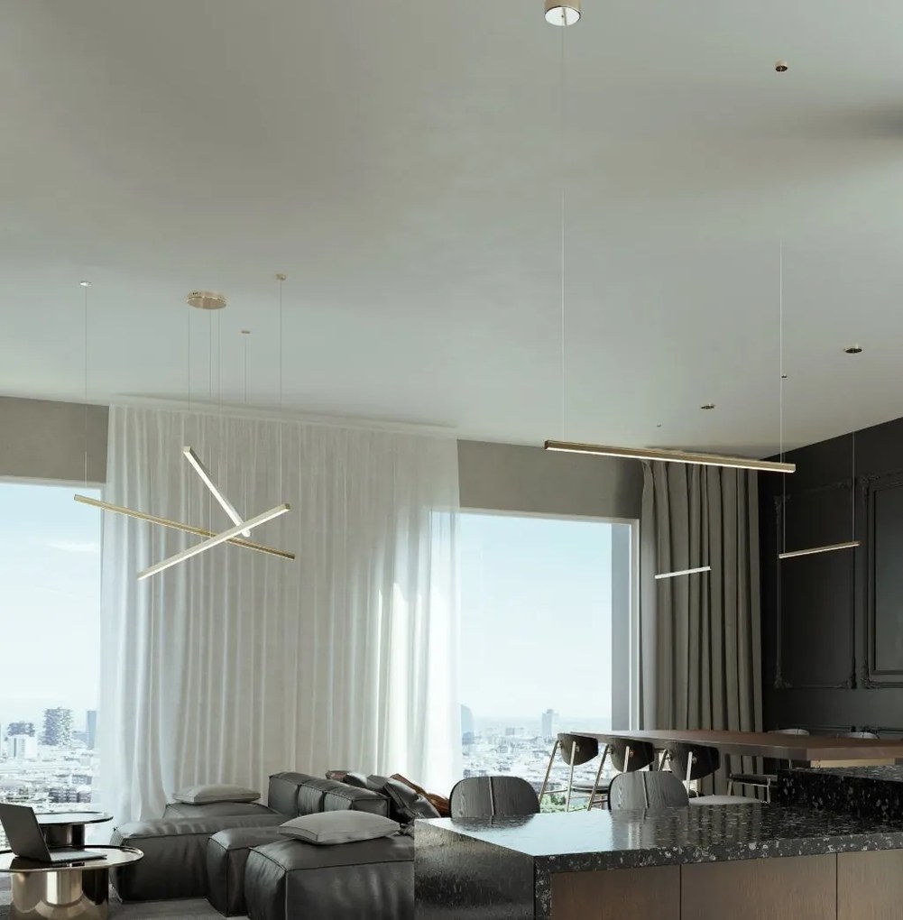 Lustra LED dimabila design modern TRIO auriu periat