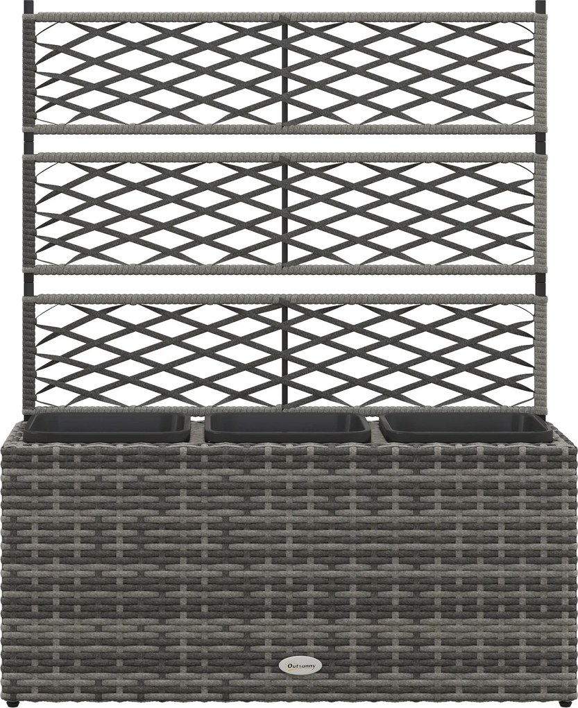 Outsunny Jardinieră de Gradină Autoportantă, Pat de Flori pentru Plante Cățărătoare, Design Modern, 84x30x107cm, Gri Deschis | Aosom Romania