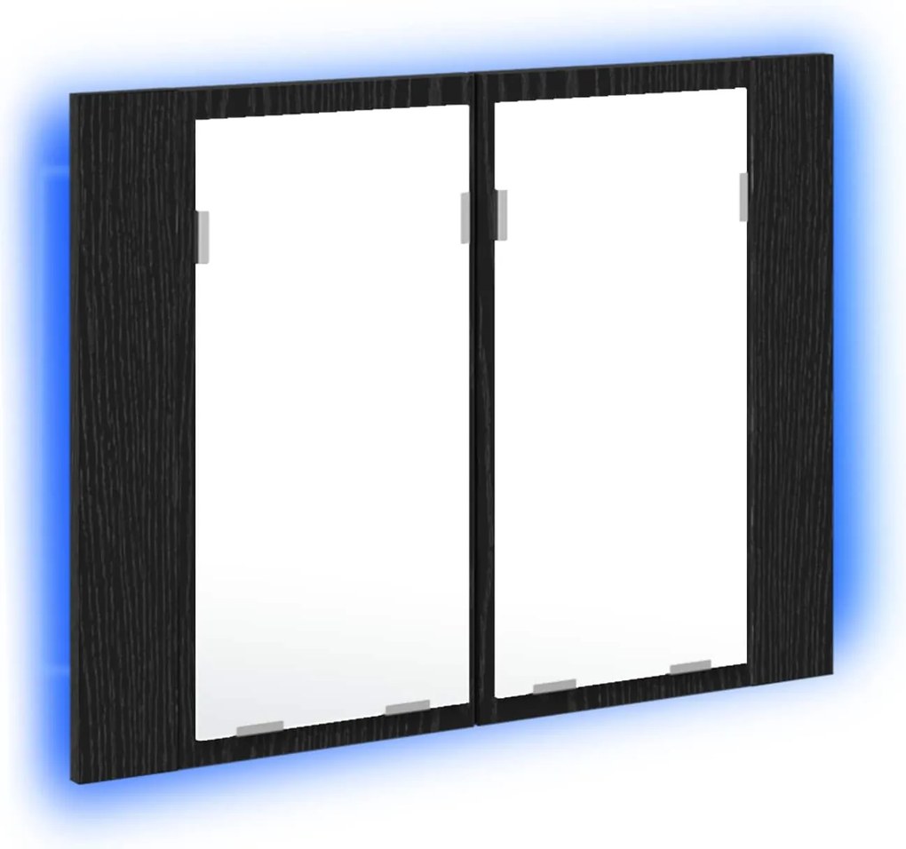 vidaXL Dulap cu oglindă pentru baie Stejar Negru 60 x 12 x 45 cm