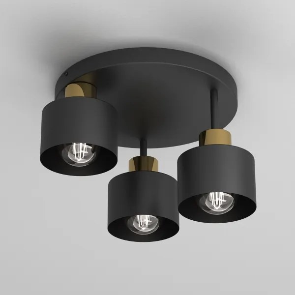 Plafonieră PARKLA 3xE27/15W/230V negru/auriu