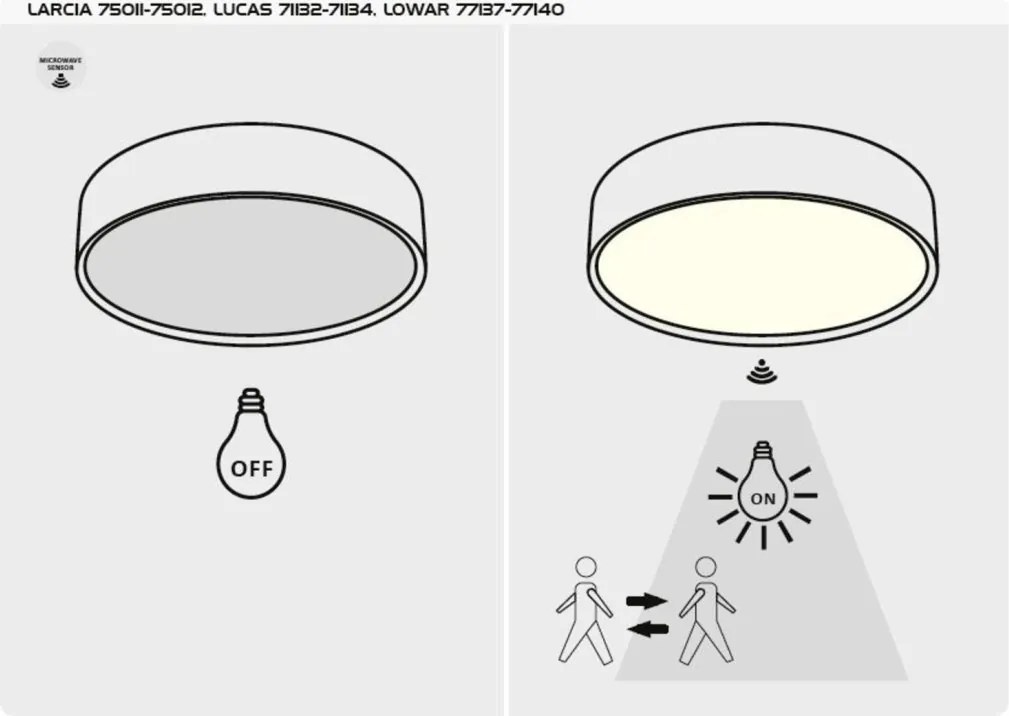 Plafoniera exterior LED 4000K, IP44, Senzor de miscare, Telecomanda, Lowar 35cm