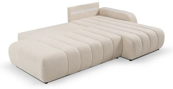 Colțar extensibil DESIO, cu spațiu de depozitare, pe partea dreaptă, bej