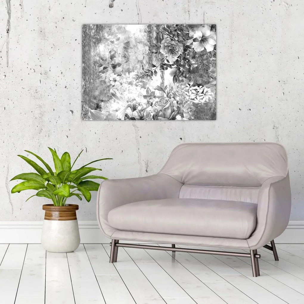 Tablou pe sticlă - Grădină romantică (70x50 cm)
