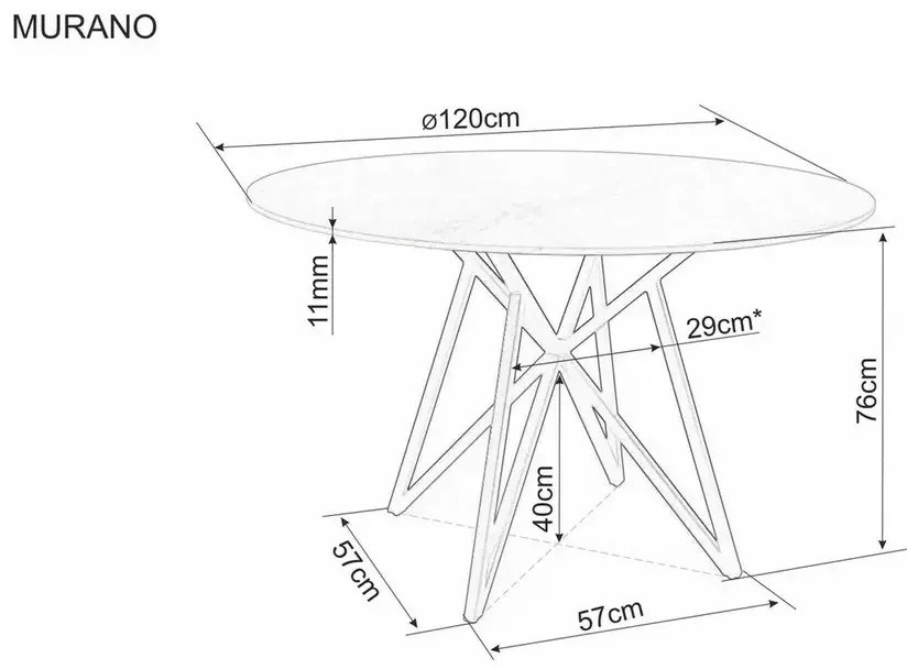 Masa rotunda Murano gri/negru mat ø120/h76 cm