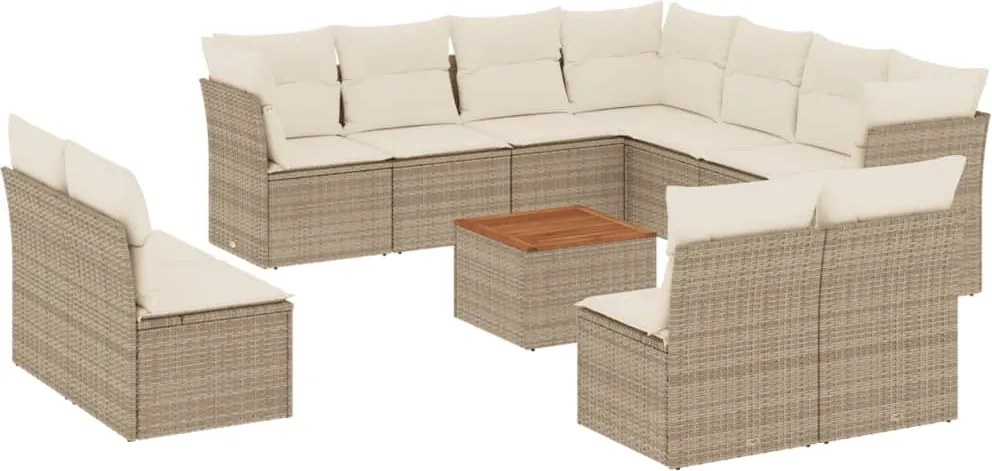 vidaXL Set canapele de grădină cu perne, 12 piese, bej, poliratan