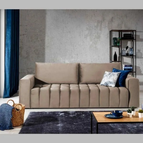 Set canapea extensibila, fotoliu si taburet bej Lazio