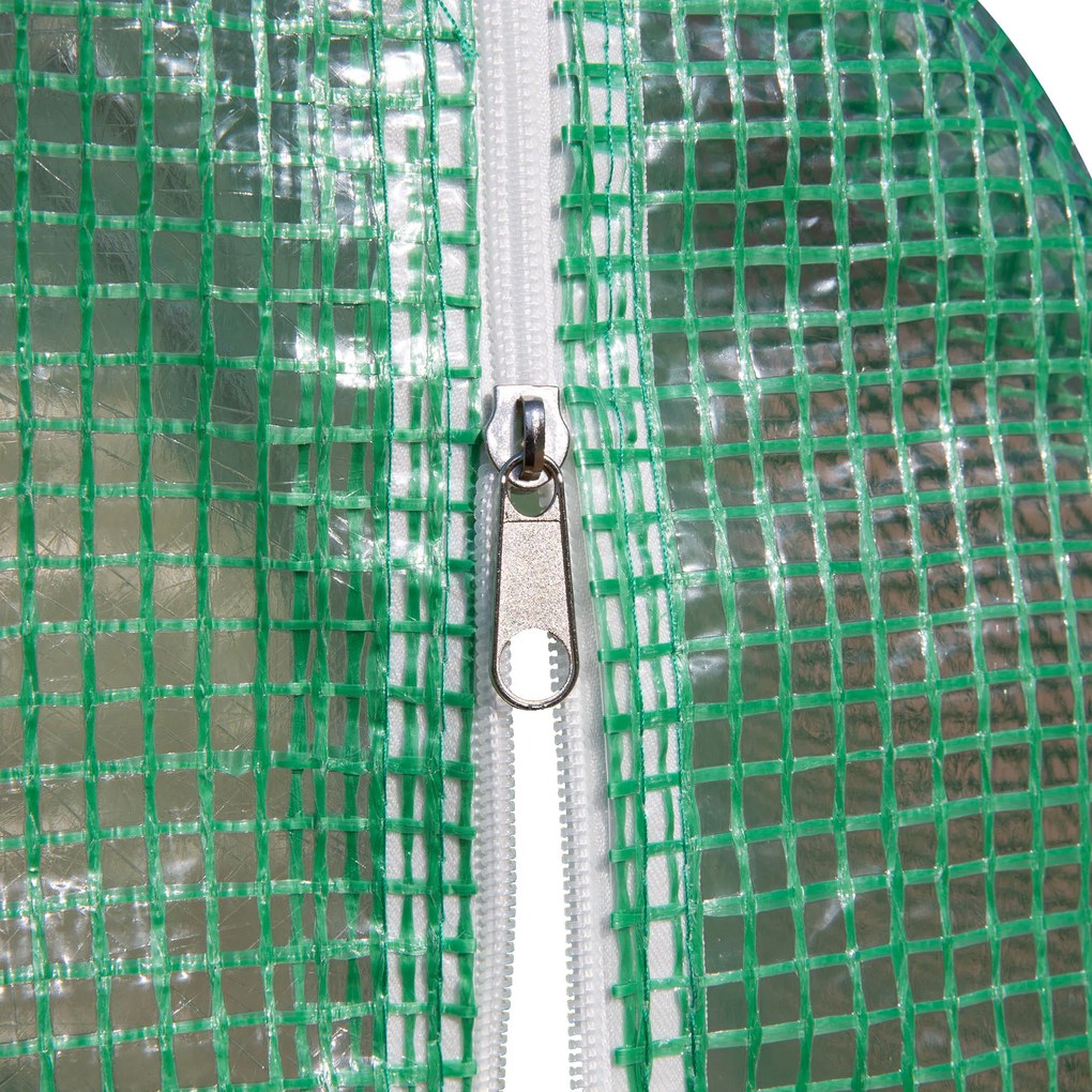 Outsunny Seră de grădină 9 m² seră tunel 3 x 3 x 2 m cu ușă cu fermoar și 6 ferestre din plasă, din oțel și PE, verde | Aosom Romania