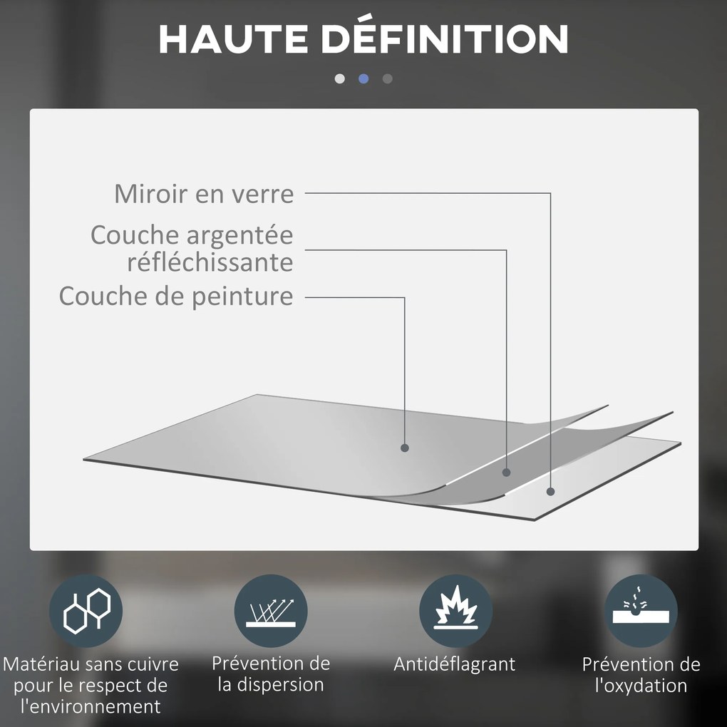 kleankin Oglindă rotundă luminoasă cu LED pentru baie Ø 80 cm murală cu iluminare comutator tactil sistem antiaburire | Aosom Romania