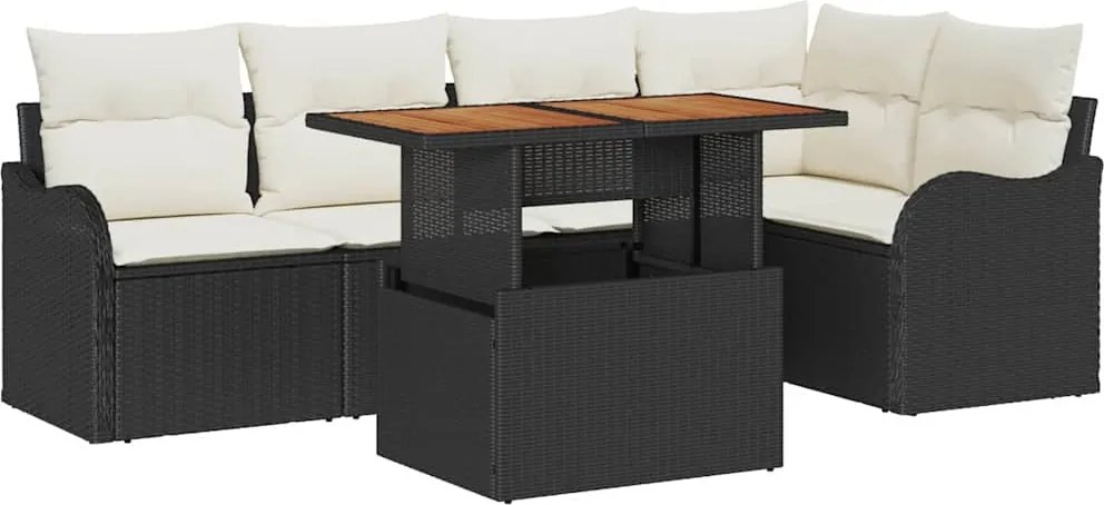 vidaXL Set de canapele pentru grădină 6 pcs Negru Rattan poli