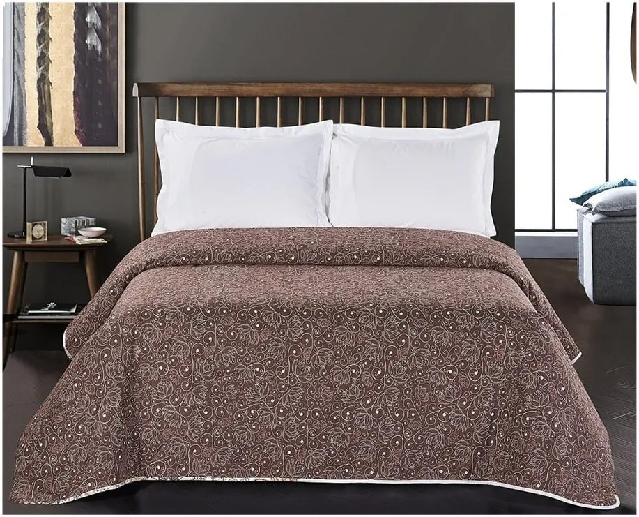 Cuvertură cu 2 fețe din microfibră DecoKing Alhambra, 200 x 220 cm, bej - portocaliu