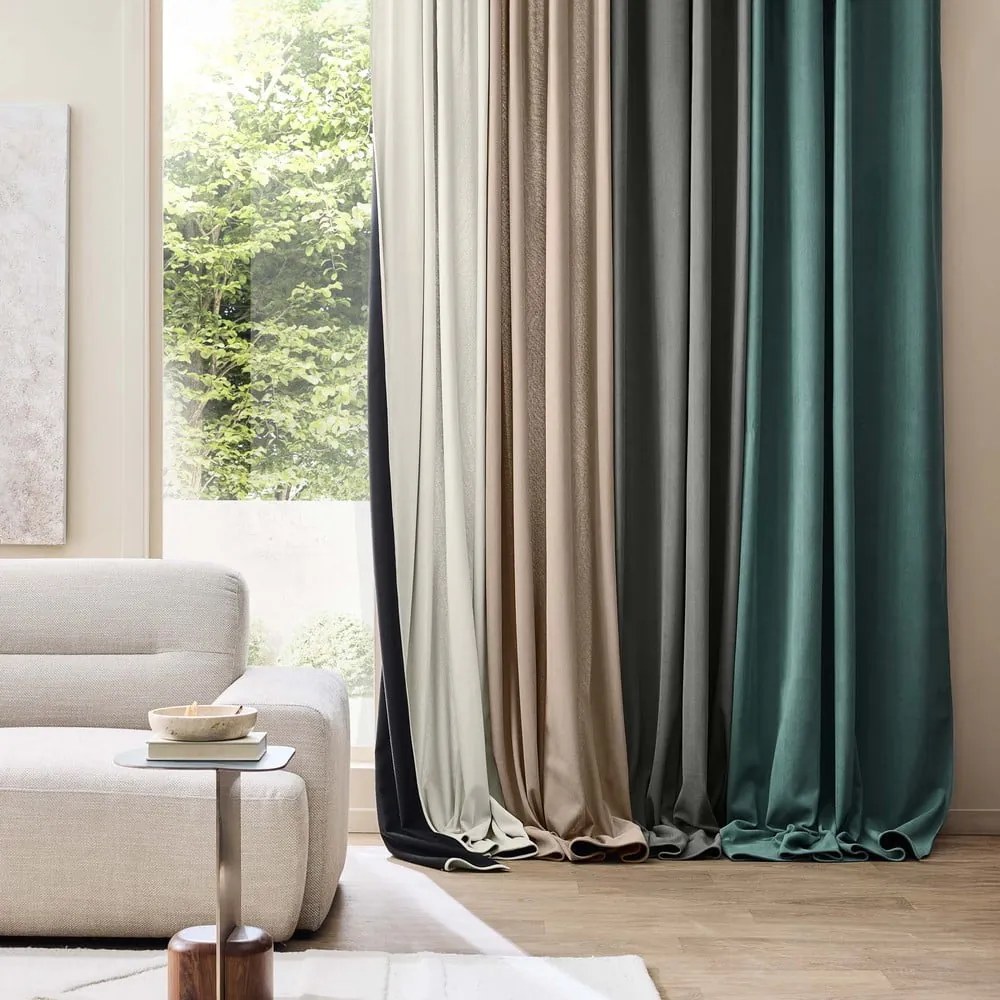 Draperie verde termoizolantă din catifea reiată 140x260 cm Madison – douceur d'intérieur