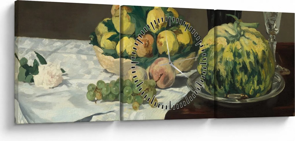 Tablou - Edouard Manet, Still Life with Melon and Peaches, reproducere (cu ceas) (90x30 cm)