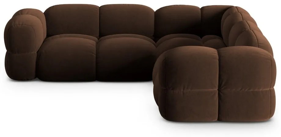 Colțar maro închis cu tapițerie din catifea Loretto – Cosmopolitan Design