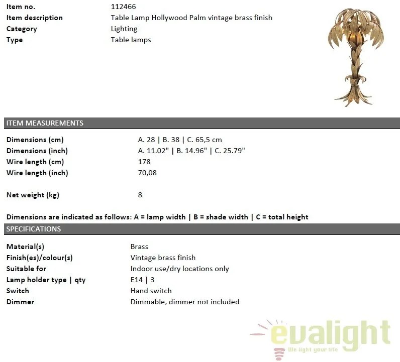 Veioza design LUX Hollywood Palm 112466 HZ