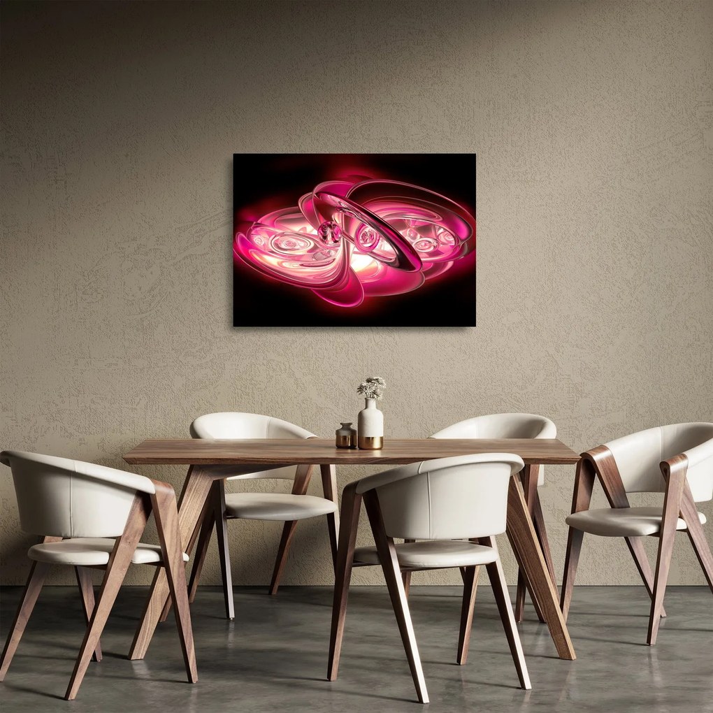 Tablou pe sticlă cu fractali roz (70x50 cm)
