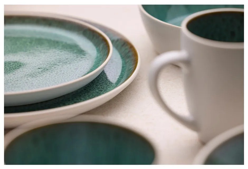 Farfurie albă/verde pentru desert din gresie ø 21 cm Gastro White/Green – Bitz