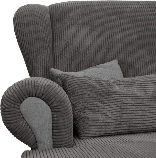 Fotoliu taupe cu tapițerie din catifea reiată Lord – Ropez