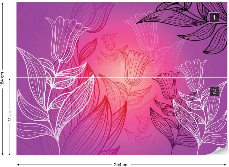 Fototapet GLIX - Flowers Pattern Nature  + adeziv GRATUIT Tapet nețesute - 254x184 cm