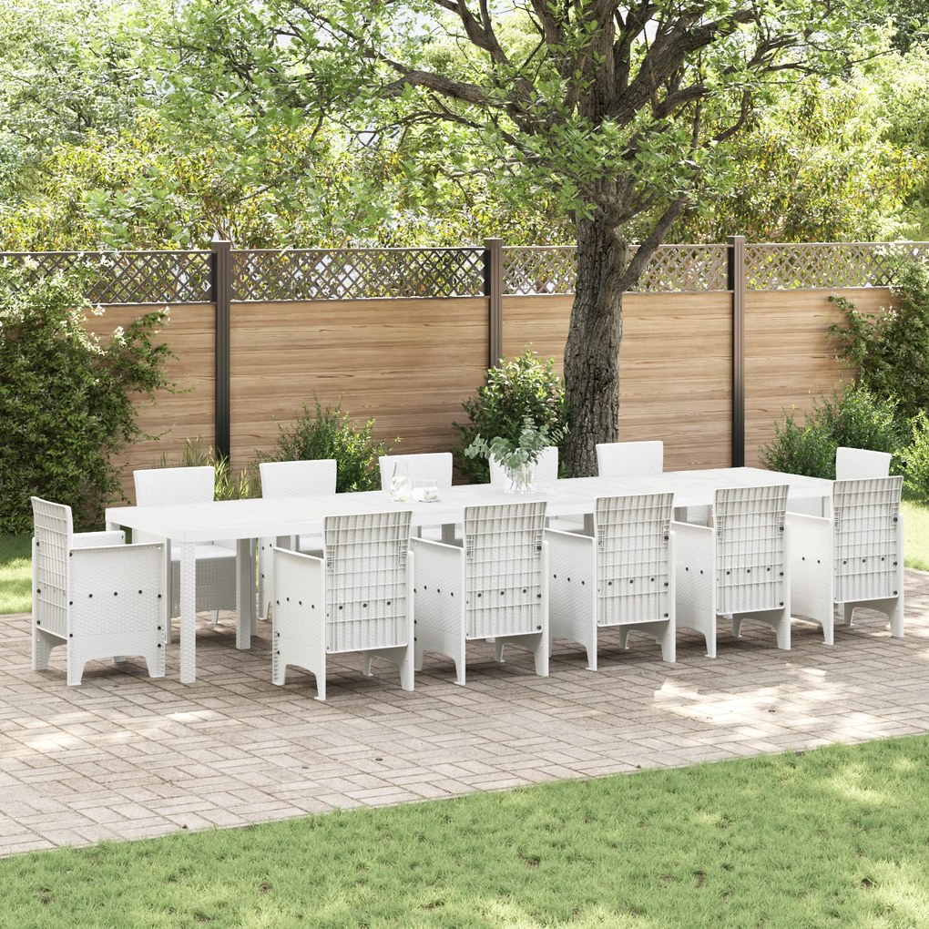 Masă de Grădină vidaXL albă 400x100x73 cm din rattan polimer
