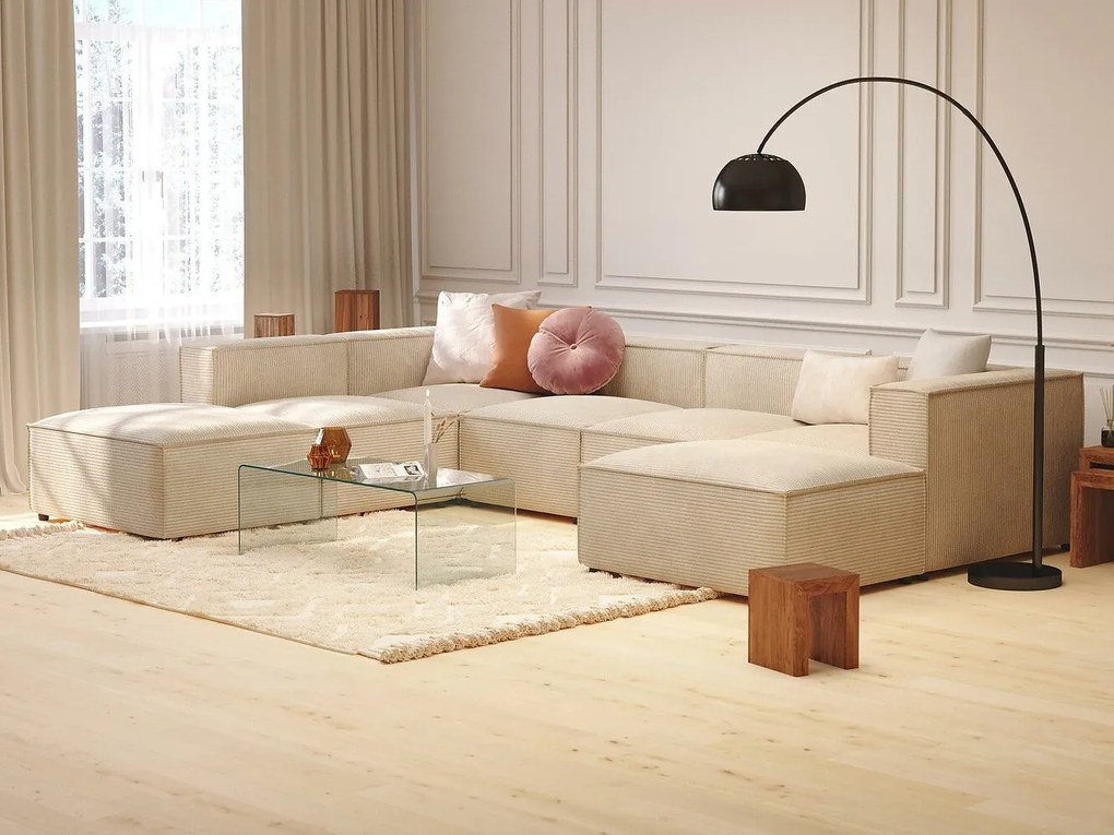 Colțar modular Seattle U104Beige, 376x188x74cm, 226 kg, Picioare: Plastic