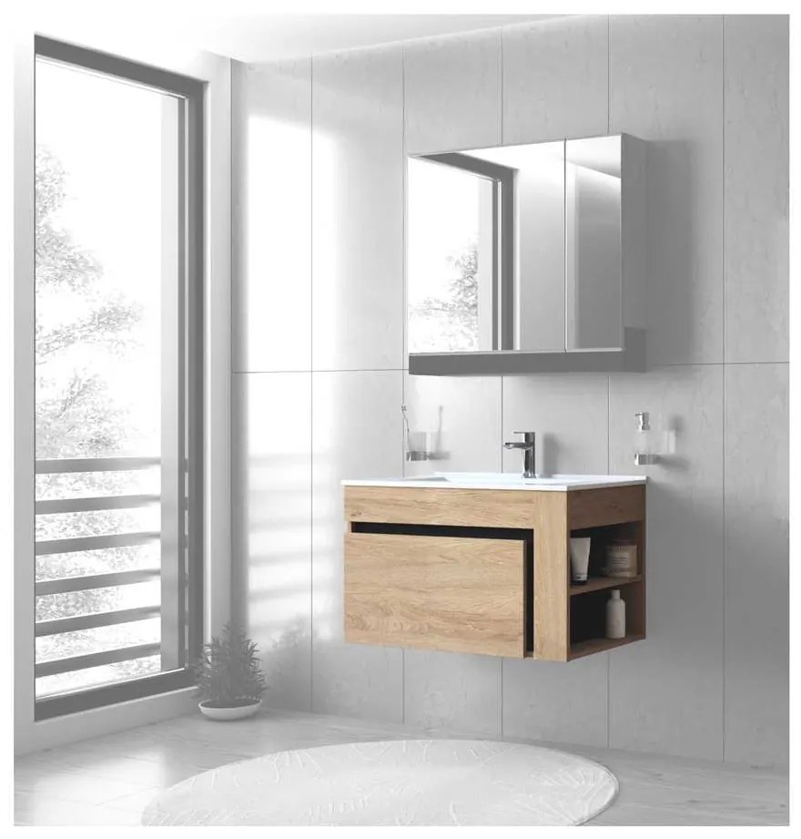 Dulap sub lavoar Stokes 80 cm, stejar auriu