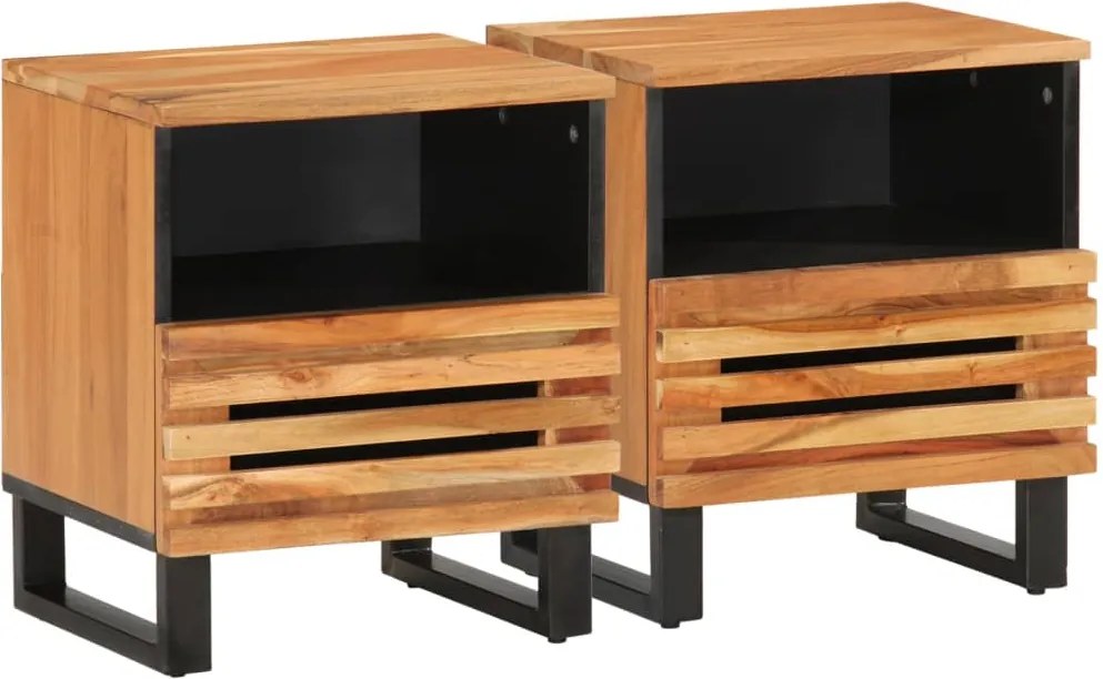 vidaXL Noptiere, 2 buc., 40x34x46 cm, lemn masiv de acacia