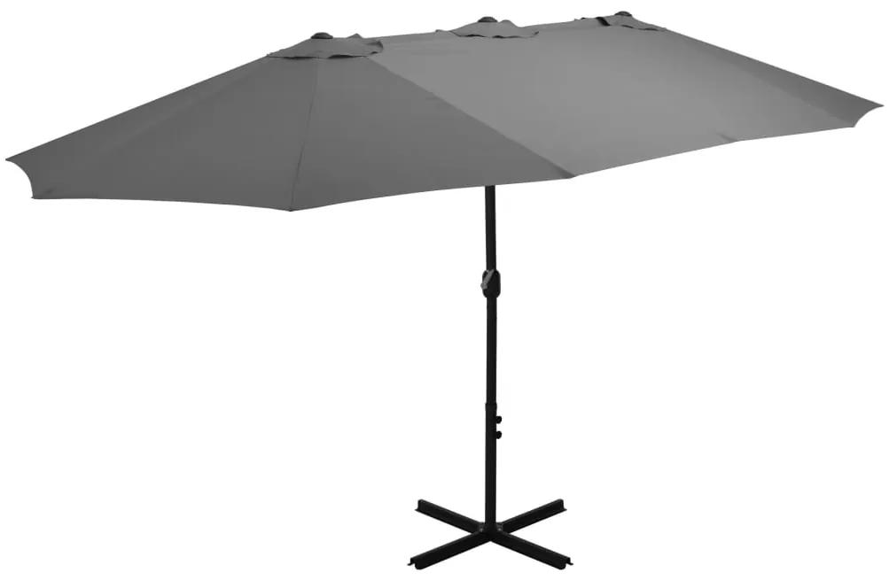 vidaXL Umbrelă de soare cu stâlp aluminiu, antracit, 460 x 270 cm