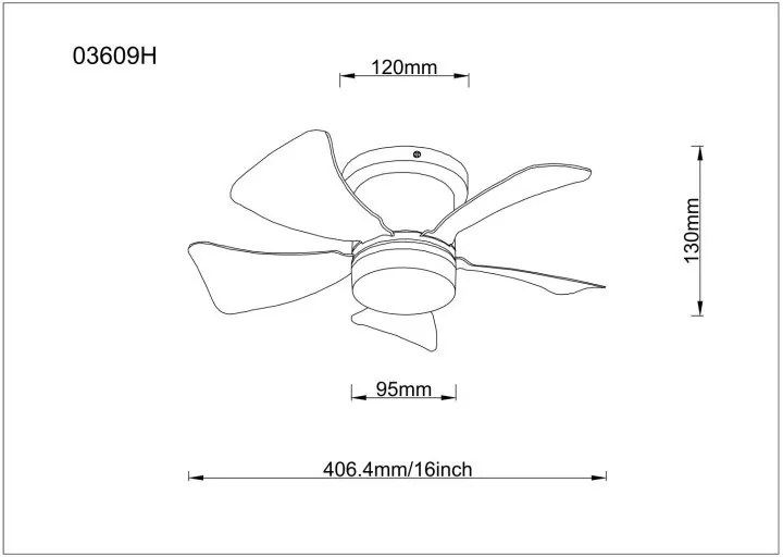 Lustra LED cu ventilator si telecomanda HINES aspect lemn 40cm, 03609H GL