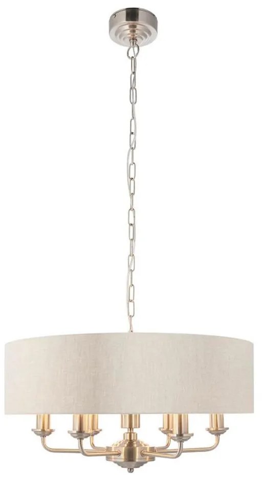 Endon 94357 - Candelabru suspendat pe lanț HIGHCLERE 6xE14/40W/230V bej/crom mat