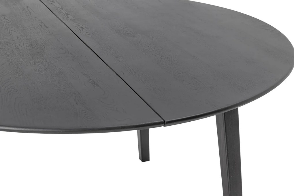 Masă dining rotundă din lemn masiv, negru, cu finisaj mat, 140x76 cm, „Peron"