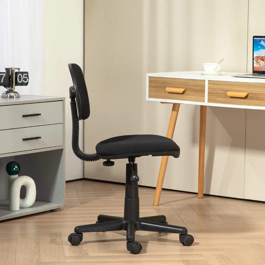 HOMCOM Scaun de Birou Rotativ cu Înălțime Reglabilă din Material Elastic, Negru | Aosom Romania